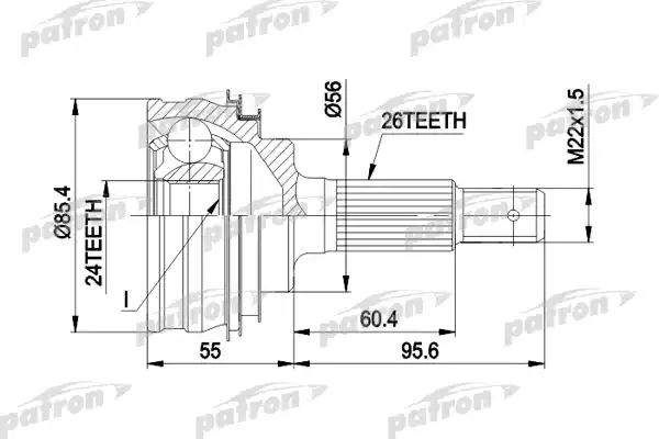 PATRON PCV1070 ШРУС наружн к-кт 26x56x24 TOYOTA: CAMRY 83-05/91, CARINA II 10/83-05/88, CELICA GT 85-01/94, COROLLA 83-06/92, RAV 4 I 2.0 16v 06/94-06/00, без ABS