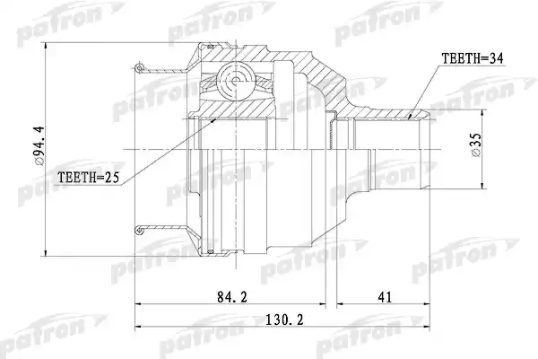 PATRON PCV1072 ШРУС внутренний 25x35x34 OPEL: CALIBRA A 90-97, VECTRA A 89-95, VECTRA A хечбэк 89-95, SAAB: 900 II 93-98, 900 II кабрио 93-98, 900 II купе 93-98