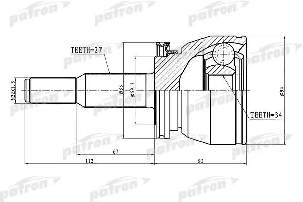 PATRON PCV1078 ШРУС наружный 27x59.7x34 FORD: EXPLORER 95-01