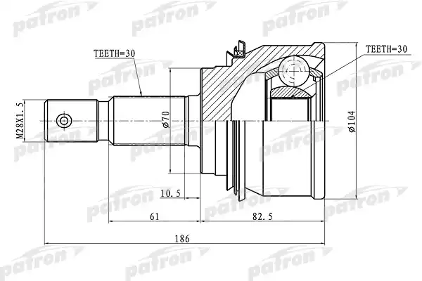 PATRON PCV1079 ШРУС наружный 30x70x30 TOYOTA LAND CRUISER PRADO 120 02-09
