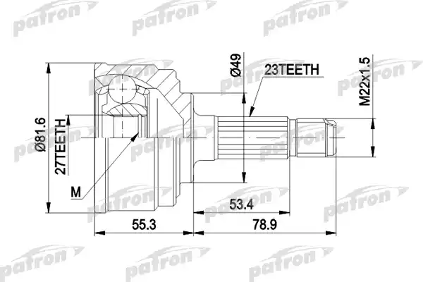 PATRON PCV1086 ШРУС наружн к-кт 23x49x27 HONDA: CIVIC 1.3 84-92