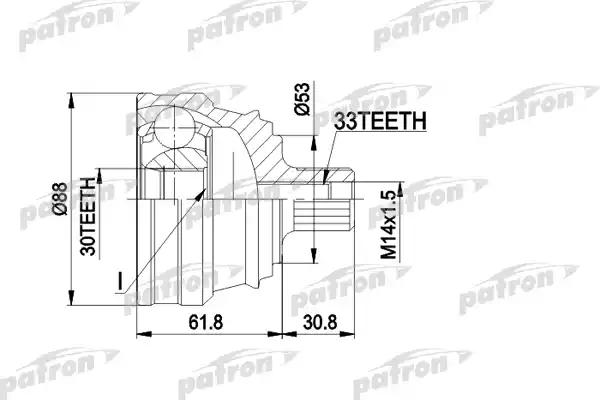 PATRON PCV1091 ШРУС наружн к-кт 33x53x30 AUDI: 80, 90 1.6-2.0 4.88-7.94