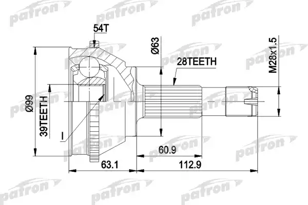 PATRON PCV1120 ШРУС наружн к-кт FIAT: DUCATO 10-14Q с ABS 1.94-, CITROEN: JUMPER 10-14Q с ABS 94-, PEUGEOT: BOXER 10-14Q c ABS 94-