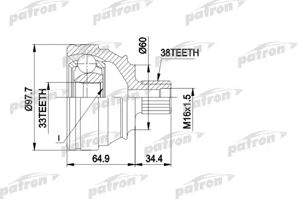 PATRON PCV1123 ШРУС наружн к-кт 38x60.2x33 VW: TRANSPORTER Т4 9.90-7.94