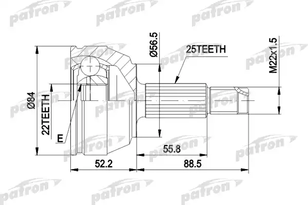 PATRON PCV1125 ШРУС наружн к-кт 25x55.5x22 FORD: ESCORT с ABS 9.90-