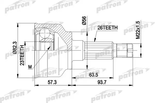 PATRON PCV1135 ШРУС наружн к-кт 26x56x23 MAZDA: 626 9.87-92