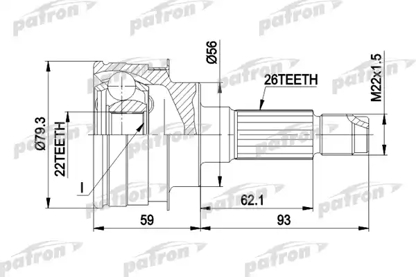 PATRON PCV1138 ШРУС наружн к-кт 26x56x22 MAZDA: 323 BG 1.6 / 1.6 16v / 1.8 16v 89-95