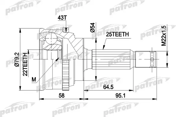 PATRON PCV1161 ШРУС наружн к-кт 25x54x22 MITSUBISHI: GALANT 1.8 3.88-8.90