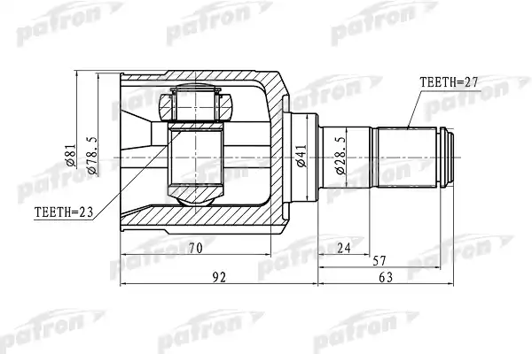 PATRON PCV1162 ШРУС внутренний левый 27x41x23 HYUNDAI TUCSON 04-10