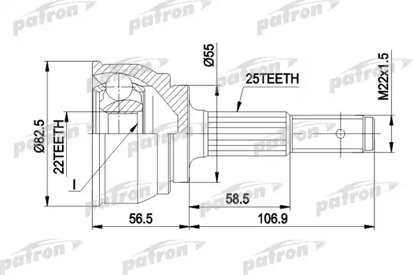 PATRON PCV1163 ШРУС наружн к-кт 25x55x22 NISSAN: SUNNY 1.3-2.0 12.90-