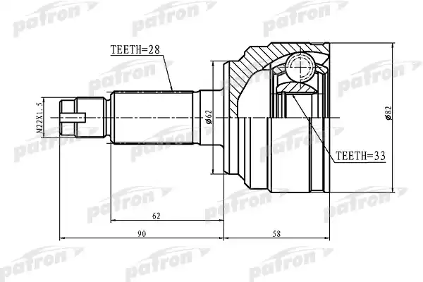 PATRON PCV1185 ШРУС наружный 28x62x33 MAZDA 6 WAGON GH 07-
