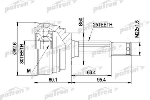 PATRON PCV1191 ШРУС наружн к-кт 25x50x30 MITSUBISHI: LANCER 88-93