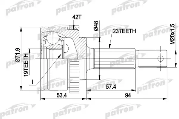 PATRON PCV1197 ШРУС наружн к-кт 23x48x19 ABS:42T NISSAN: MICRA 92-03