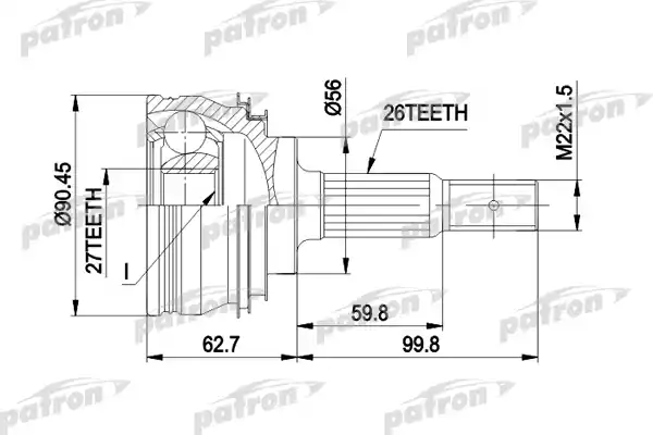 PATRON PCV1207 ШРУС наружн к-кт 26x56x27 TOYOTA: CARINA 89-, CAMRY 90-