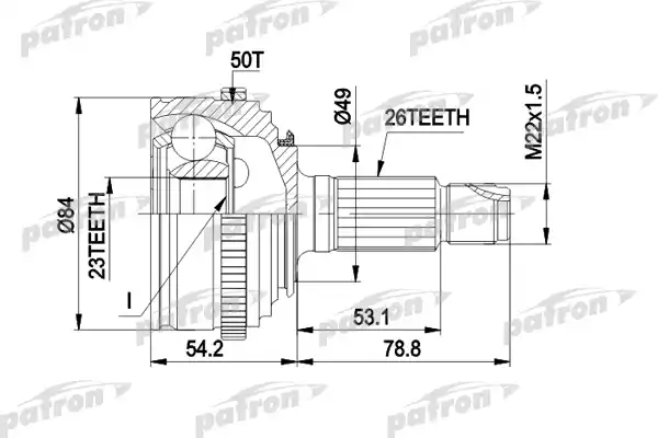 PATRON PCV1220 ШРУС наружн к-кт 26x49x23 HONDA: CIVIC IV Fastback 94 - 97, CIVIC IV Hatchback 91 - 95, CIVIC IV купе 94 - 96, CONCERTO 89 - 96, ROVER: 200