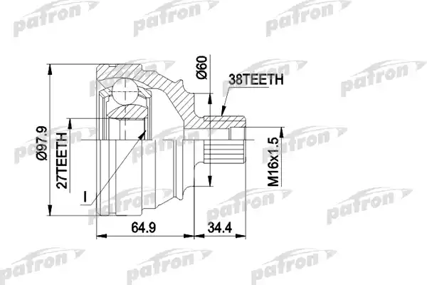 PATRON PCV1230 ШРУС наружн к-кт 38x60.2x27 VW: TRANSPORTER Т4 7.94-