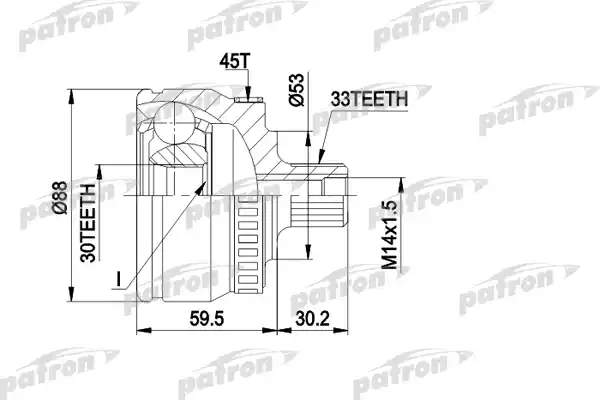 PATRON PCV1239 ШРУС наружн к-кт 33x53x30 ABS:45T VW: PASSAT 96-