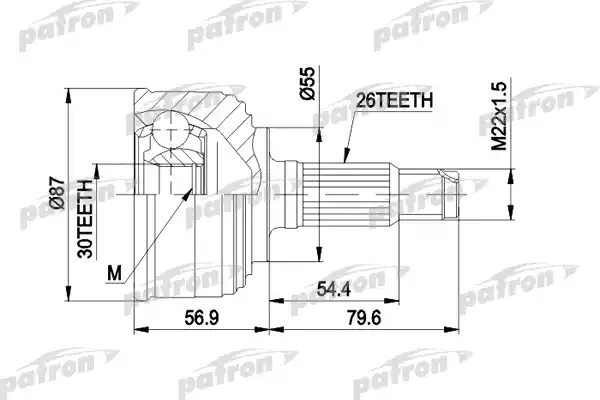PATRON PCV1255 ШРУС наружн к-кт 26X55X30 D89.5 HONDA: CIVIC IV 91-95, CIVIC IV Hatchback 91-95, CIVIC IV купе 94-96