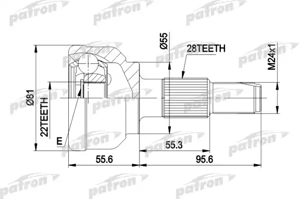 PATRON PCV1300 ШРУС наружн к-кт 27x59x28 ALFA ROMEO: 166 98 -, LANCIA: KAPPA 94 - 01, KAPPA купе 96 - 01