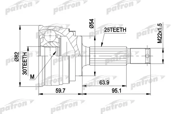 PATRON PCV1329 ШРУС наружн к-кт 25x54x30 MITSUBISHI: COLT 1.6/1.8 94-, GALANT 1.8 92-96