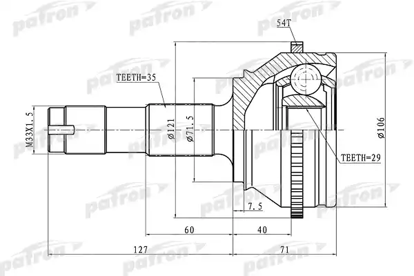 PATRON PCV1334 ШРУС