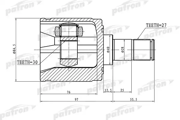 PATRON PCV1340 ШРУС внутренний левый 27x40x30 HONDA ACCORD CL/CN/CM 02-08