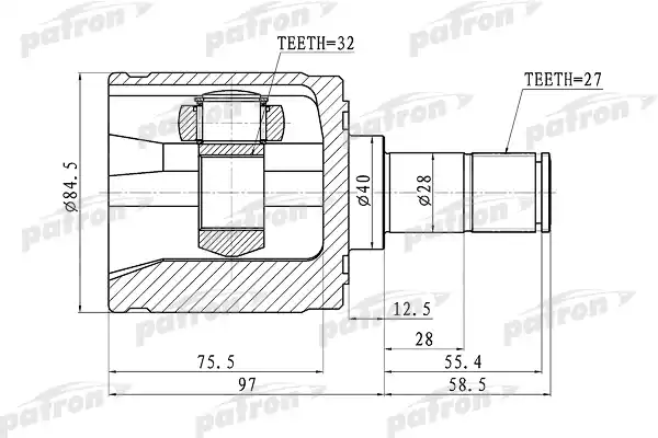 PATRON PCV1341 ШРУС внутренний правый 27x40x32 HONDA ACCORD CL/CN/CM 02-08