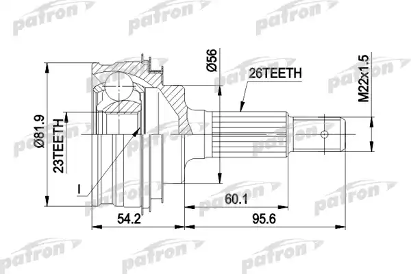 PATRON PCV1346 ШРУС наружн к-кт 26x56x23 TOYOTA: CARINA E 1.6 92-97, COROLLA 1.6/2.0D 92-95, 1.4/1.6 97-00