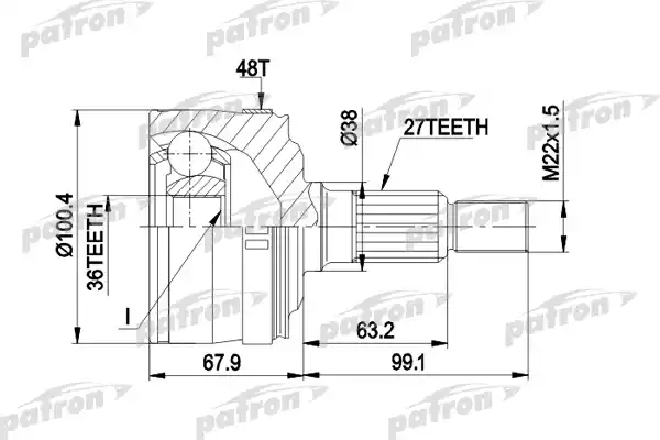 PATRON PCV1373 ШРУС наружн к-кт 27x71.5x36 ABS:48T MERCEDES-BENZ: VITO 2.2CDI 99- с ABS 48