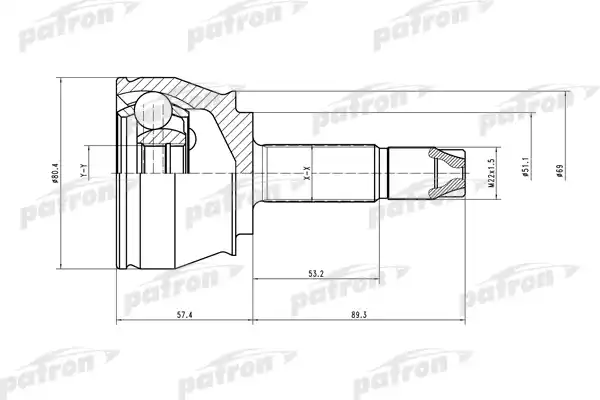 PATRON PCV1374 ШРУС наружн к-кт 22x51x22 FIAT: Doblo 01-