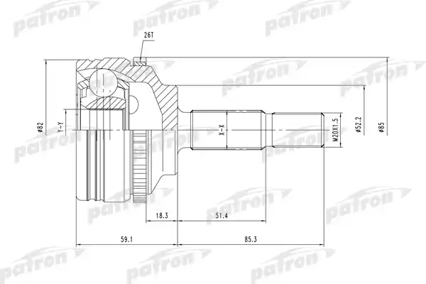 PATRON PCV1378 ШРУС наружн к-кт 21x52.2x30 ABS:26T RENAULT: Clio II 98-, Kangoo 97-