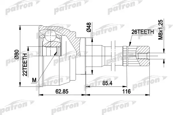 PATRON PCV1380 ШРУС наружн к-кт 26x48x22 SUZUKI: VITARA 88 - 98, VITARA Cabrio 88 - 99