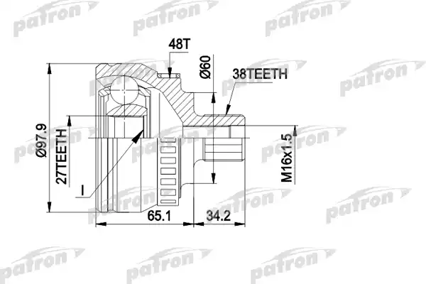 PATRON PCV1389 ШРУС наружн к-кт 38x60x27 ABS:48T VW: SHARAN