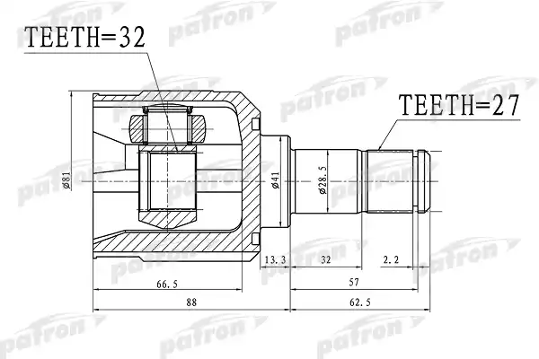 PATRON PCV1390 ШРУС внутренний 27x41x32 MITSUBISHI ECLIPSE SPYDER DK2A USA 06-