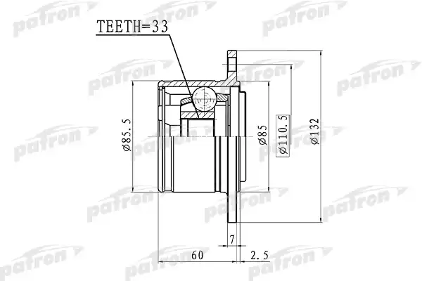 PATRON PCV1391 ШРУС внутренний правый 33x85 MITSUBISHI L200 KB4T 05-