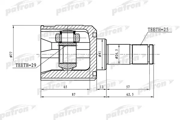 PATRON PCV1392 ШРУС внутренний 25x41x29 MITSUBISHI LANCER CY 07-