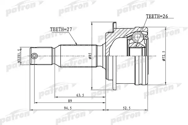 PATRON PCV1393 ШРУС наружный задний 27x57x26 MITSUBISHI OUTLANDER CW 06-12