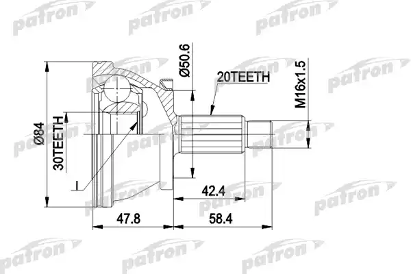 PATRON PCV1403 ШРУС наружн к-кт SKODA: FABIA 99 -, FABIA Combi 00 -, FABIA Praktik 02 -, FABIA седан 99 -, VW: FOX 03 -