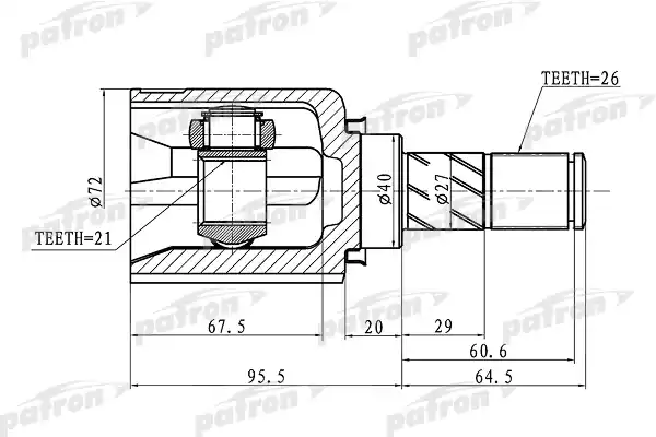 PATRON PCV1409 ШРУС внутренний 26x40x21 NISSAN MICRA MARCH K12 02-