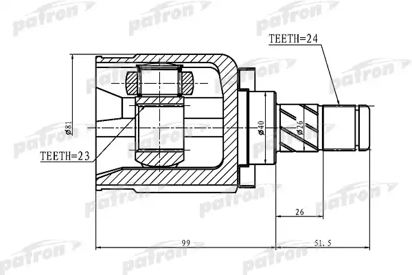 PATRON PCV1412 ШРУС внутренний 24x40x23 NISSAN PRIMERA P12 01-07