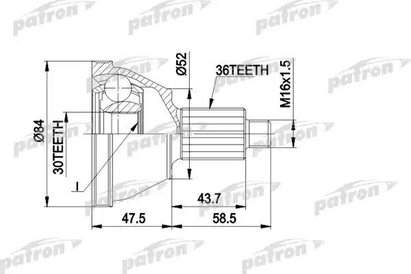 PATRON PCV1413 ШРУС наружн к-кт 36x50.7x30  SKODA: FABIA 1.4-1.9 , ROOMSTER 1.2-1.6, VW: POLO 1.2-1.9, AUDI: A2 00 - 05, SEAT: CORDOBA 02 -, IBIZA IV 02 -