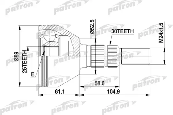 PATRON PCV1420 ШРУС наружн к-кт FIAT: CROMA 05 -, OPEL: SIGNUM 03 -, VECTRA C 02 -, VECTRA C GTS 02 -, VECTRA C универсал 03 -, VAUXHALL: SIGNUM 03 -, VECTRA Mk II 0
