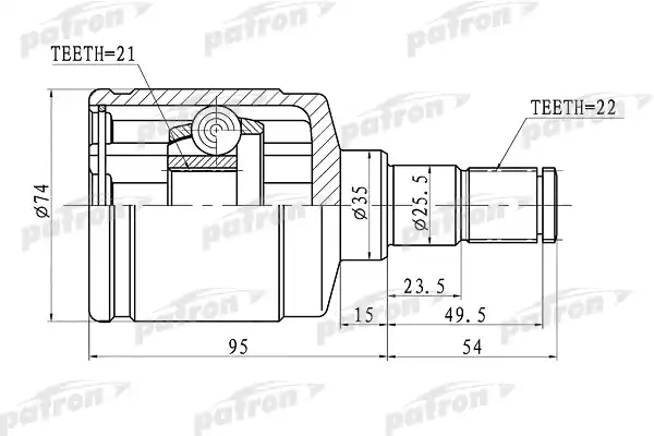 PATRON PCV1424 ШРУС внутренний левый 22x35x21 SUZUKI BALENO/ESTEEM SY413/SY415/SY416/SY418/SY419 95-01