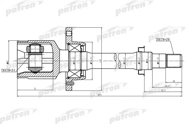 PATRON PCV1426 ШРУС внутренний правый 20x35.5x24 TOYOTA AVENSIS AT22/AZT220/CDT220/CT220/ST220/ZZT22 00-03