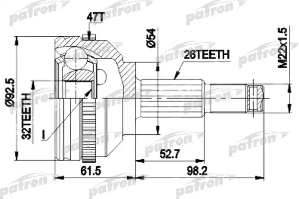 PATRON PCV1438 ШРУС наружн к-кт 26x54x32 ABS:47T CHRYSLER: VOYAGER II 95 - 01