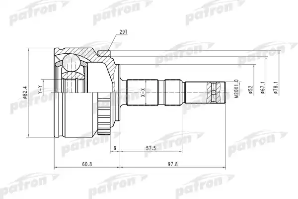PATRON PCV1451 ШРУС наружн к-кт 22x52x23 ABS:29T OPEL: Corsa C/Meriva 03-
