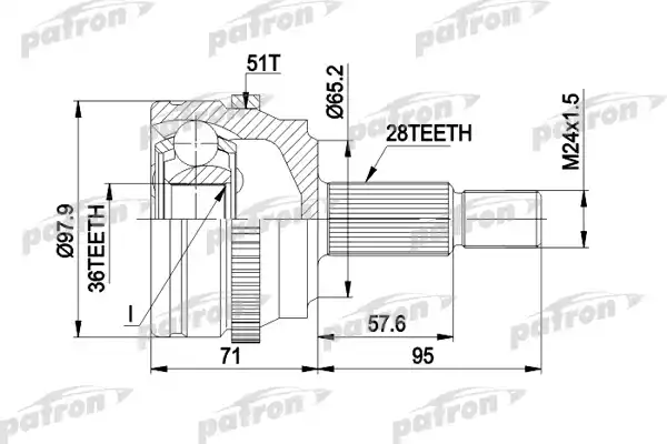 PATRON PCV1453 ШРУС наружн к-кт NISSAN: INTERSTAR автобус 02 -, INTERSTAR фургон 02 -, OPEL: MOVANO Combi 98 -, MOVANO c бортовой платформой/ходовая часть 98 -, MOVA