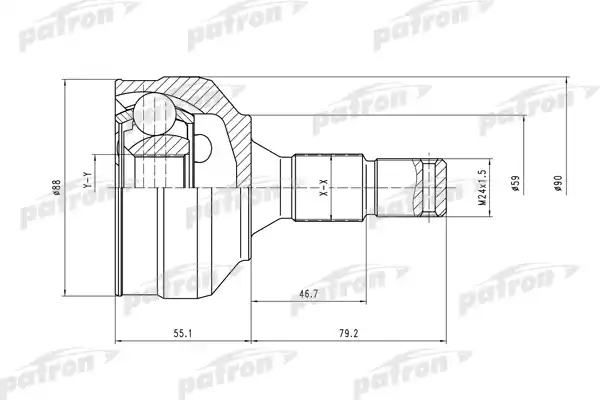 PATRON PCV1455 ШРУС наружн к-кт 25x58x34 CITROEN: C4 04-, Peugeot: 307 00-