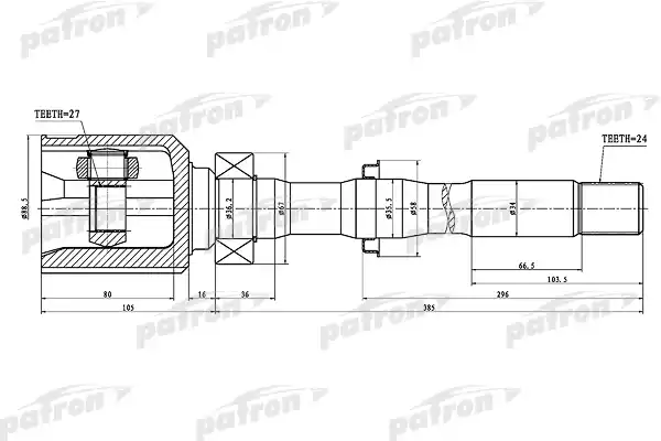 PATRON PCV1459 ШРУС внутренний правый 24x35.5x27 TOYOTA RAV4 ACA3/GSA3 05-