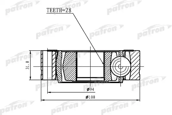 PATRON PCV1461 ШРУС внутренний 28x108 VOLKSWAGEN TRANSPORTER T5 03-